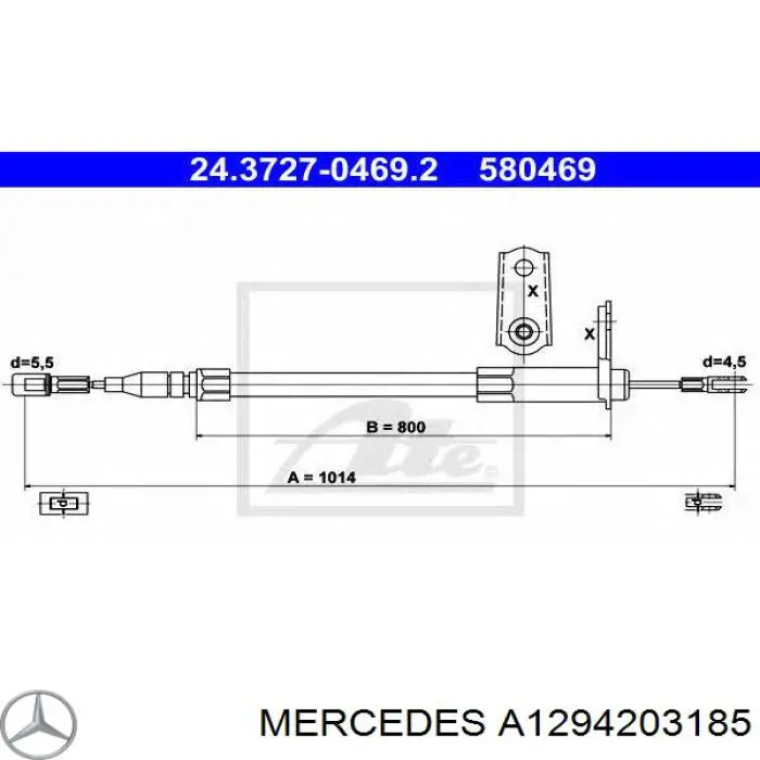 Трос стоянкового гальма передній Mercedes A1294203185 ціна, від 6.33 USD