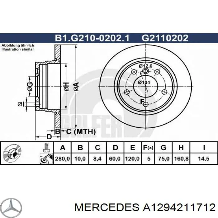 Купити A1294211712 Mercedes Ротор гальмівний