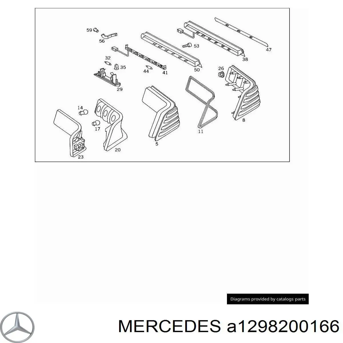 Скло заднього ліхтаря, лівого Mercedes A1298200166 ціна, від 482.04 USD