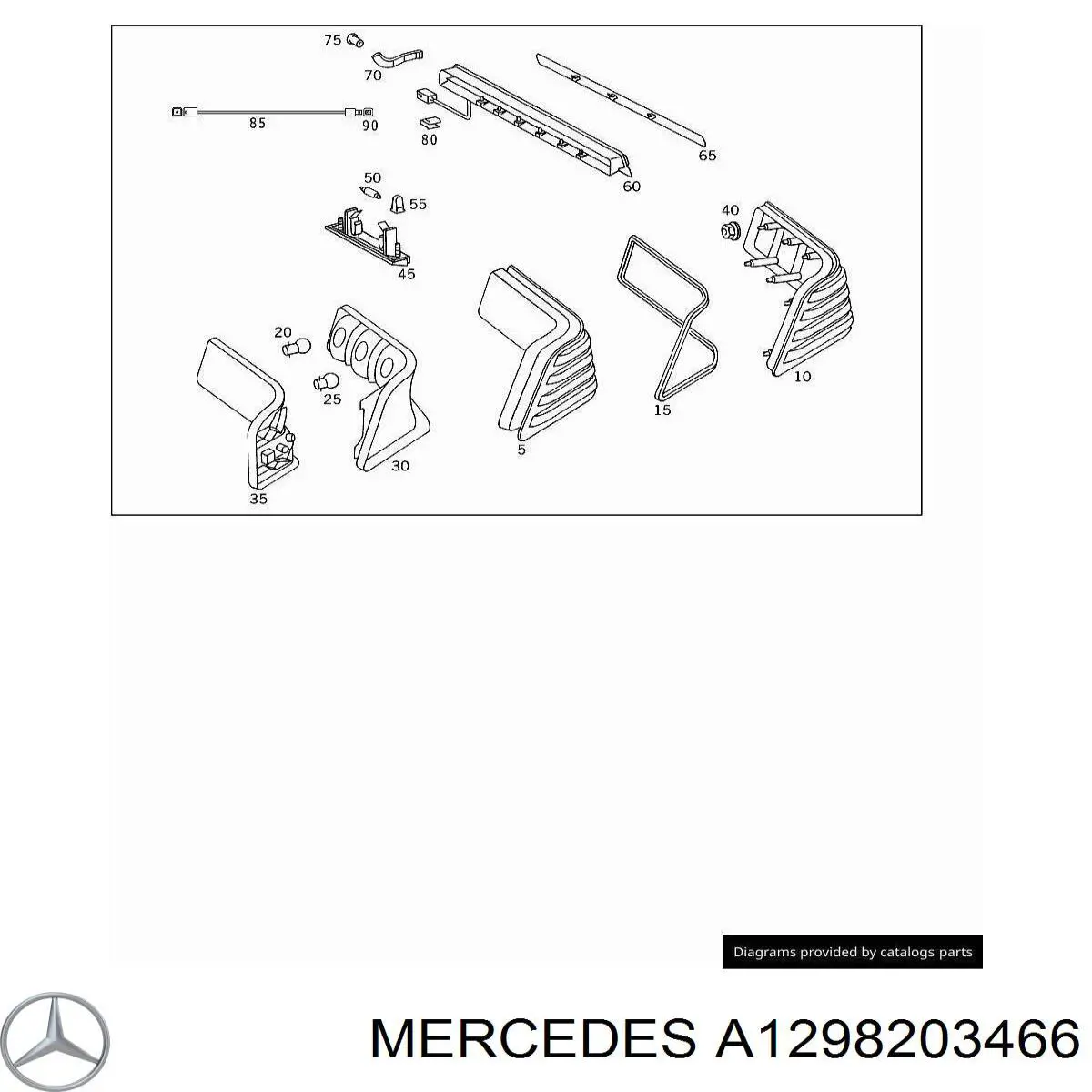 A1298203466 Mercedes Скло задньої фари, правої