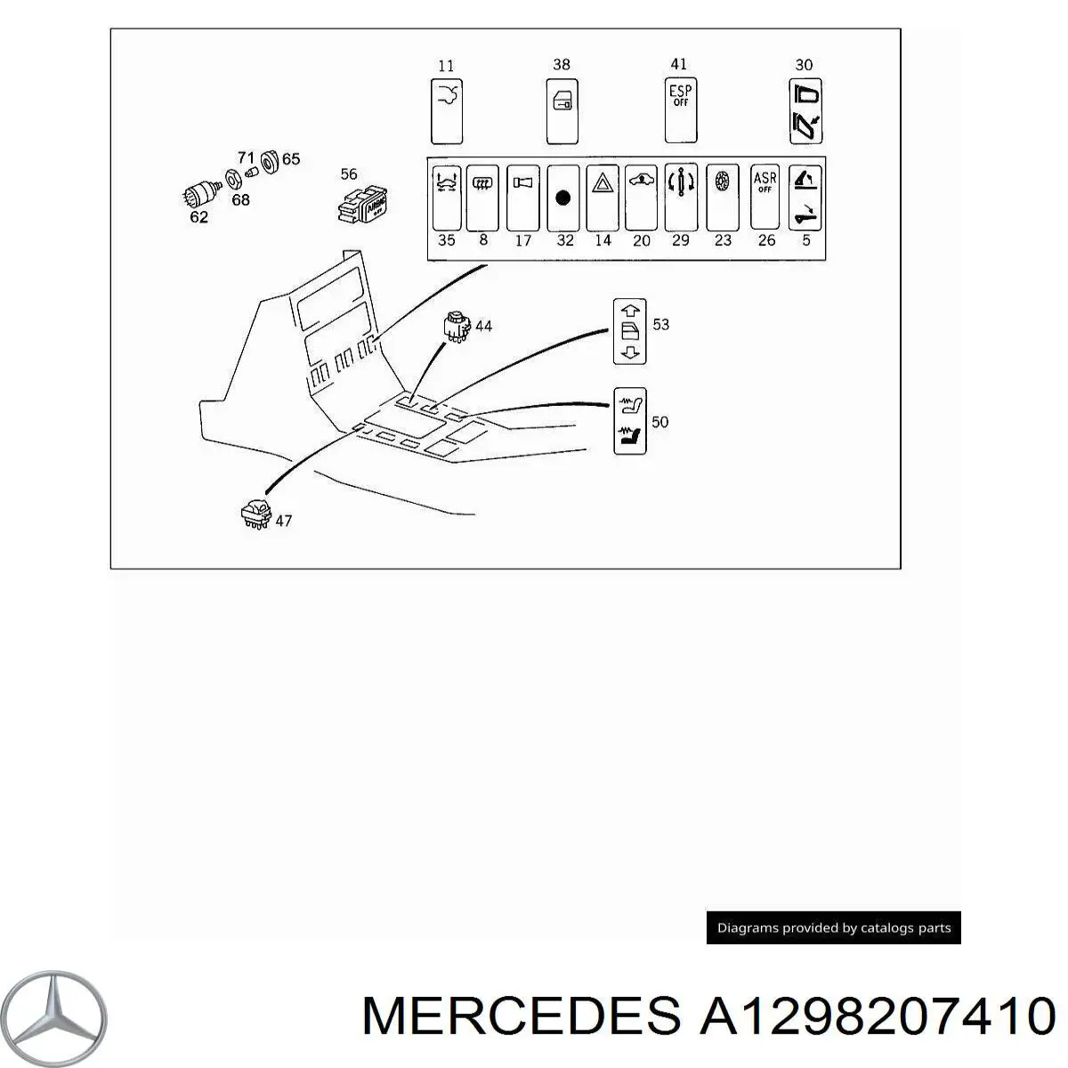 A1298207410 Mercedes Вимикач обігріву заднього скла