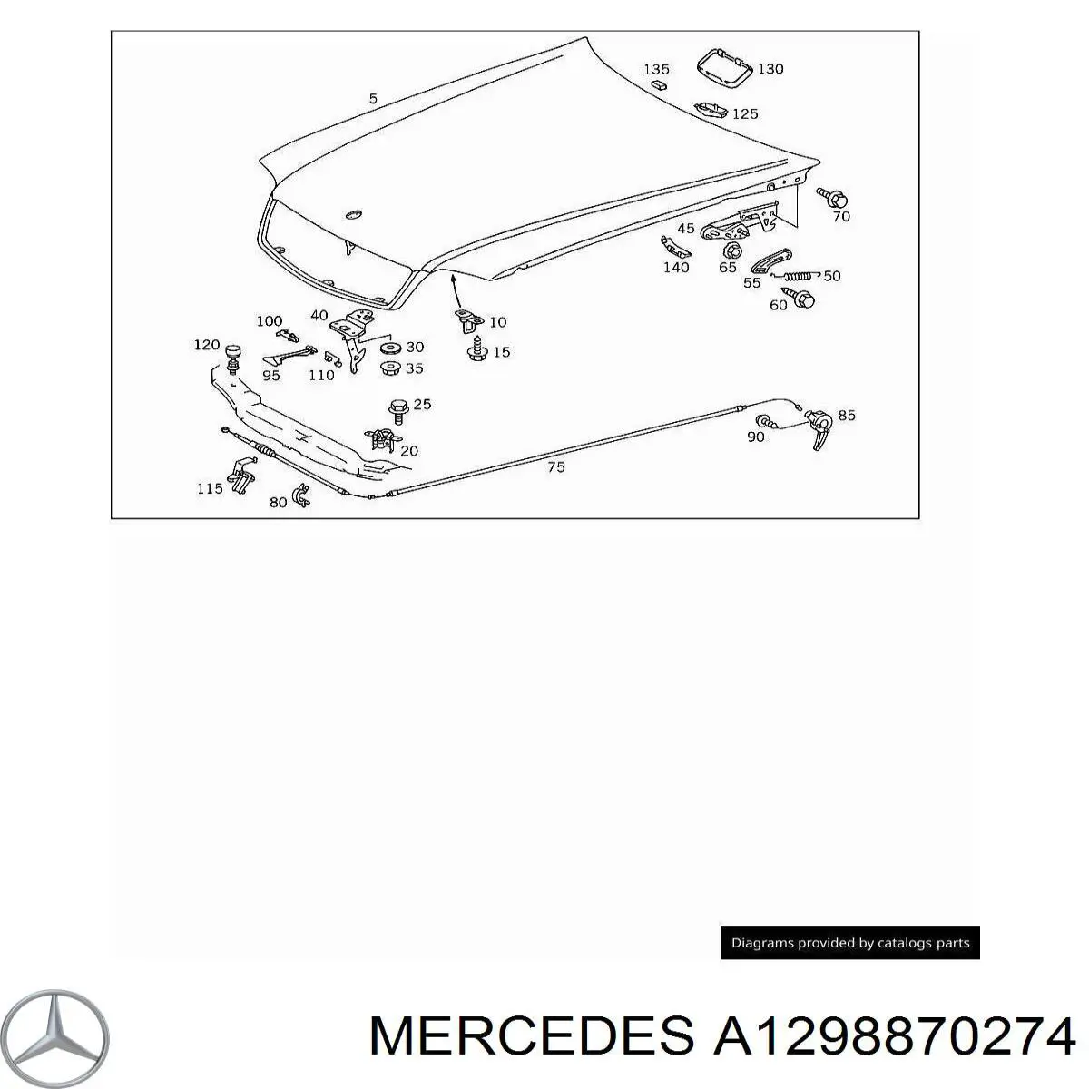 A1298870274 Mercedes Ручка відкривання капота