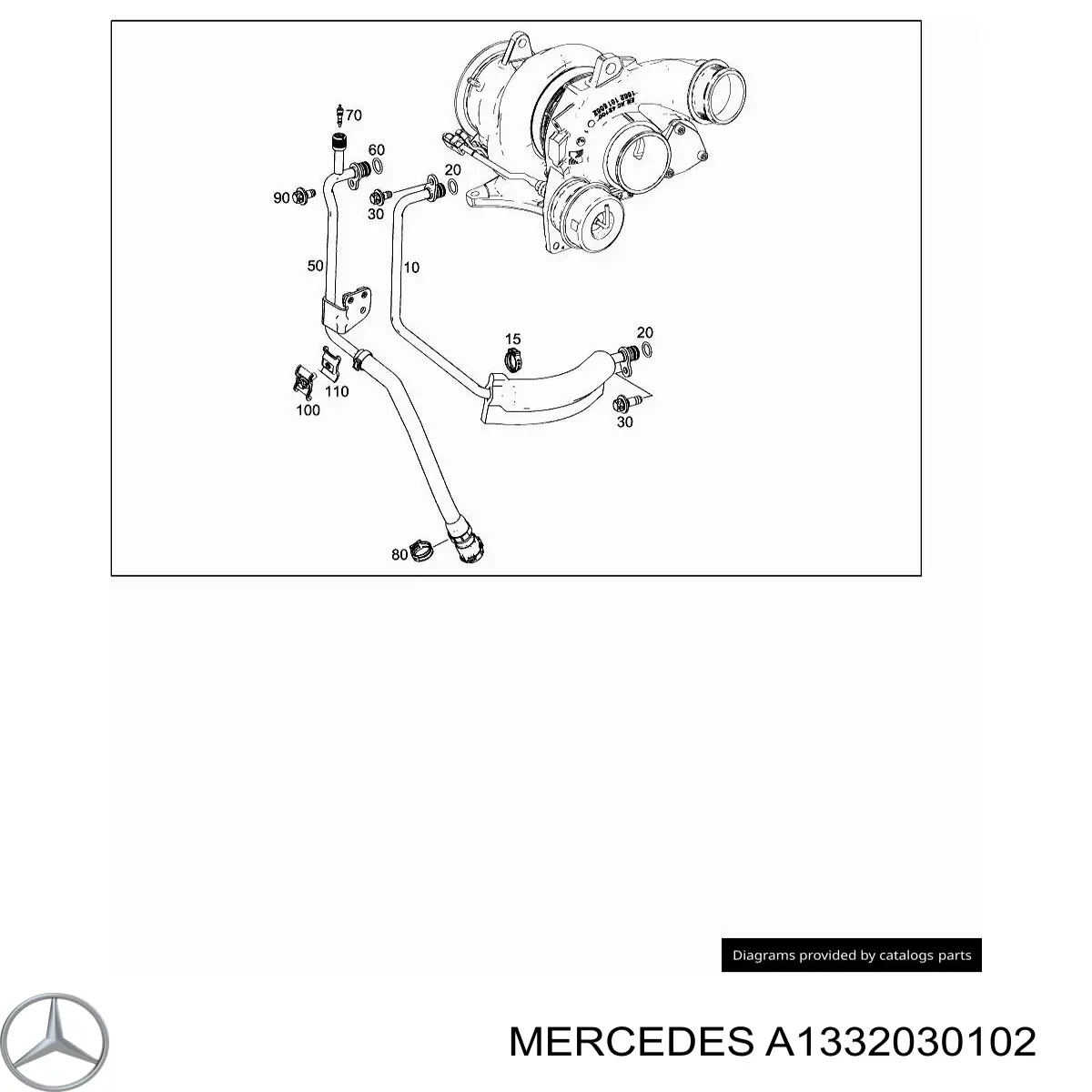 A1332030102 Mercedes Шланг/патрубок рідинного охолодження турбіни, подача