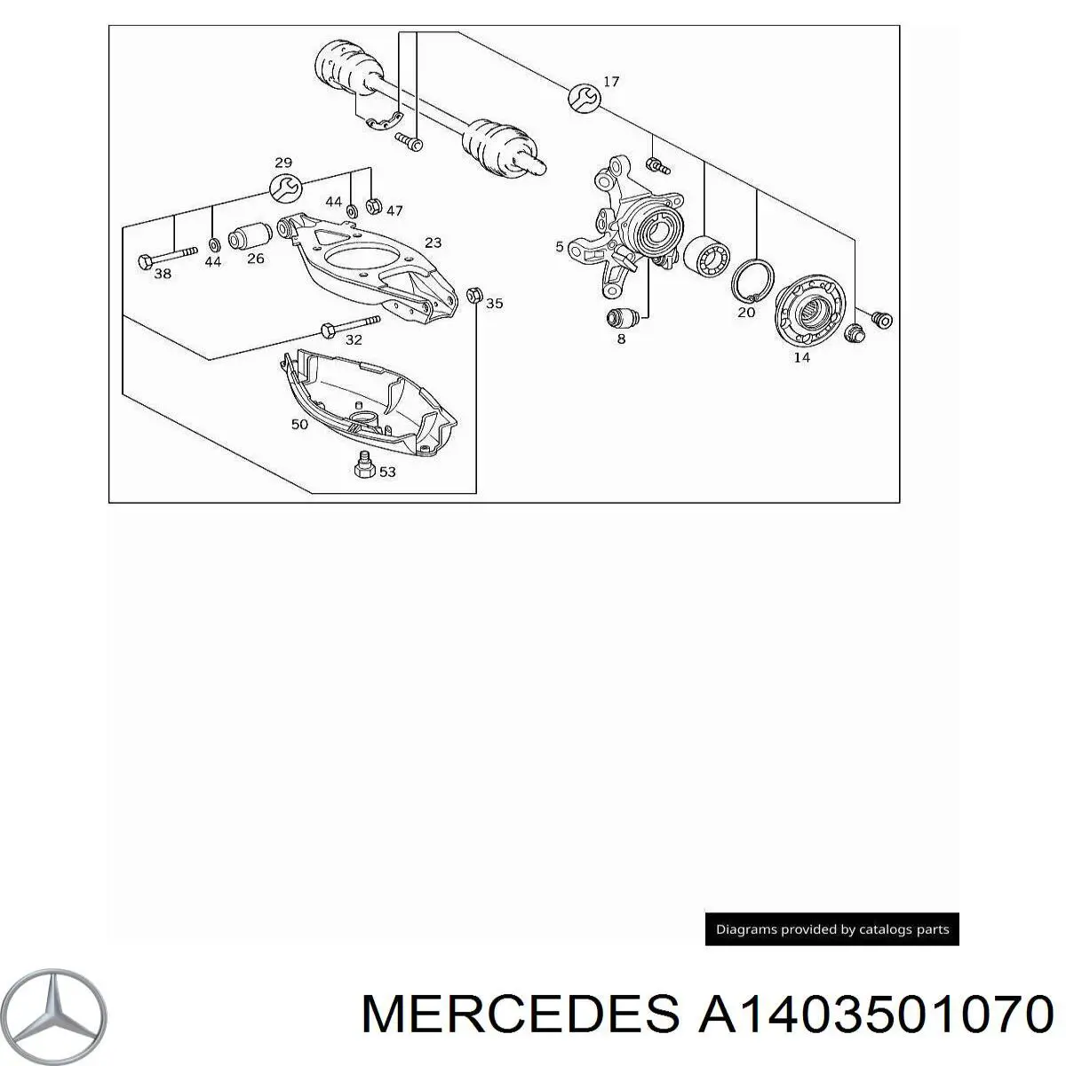Купити A1403501070 Mercedes Болт кріплення заднього розвального важеля, внутрішній