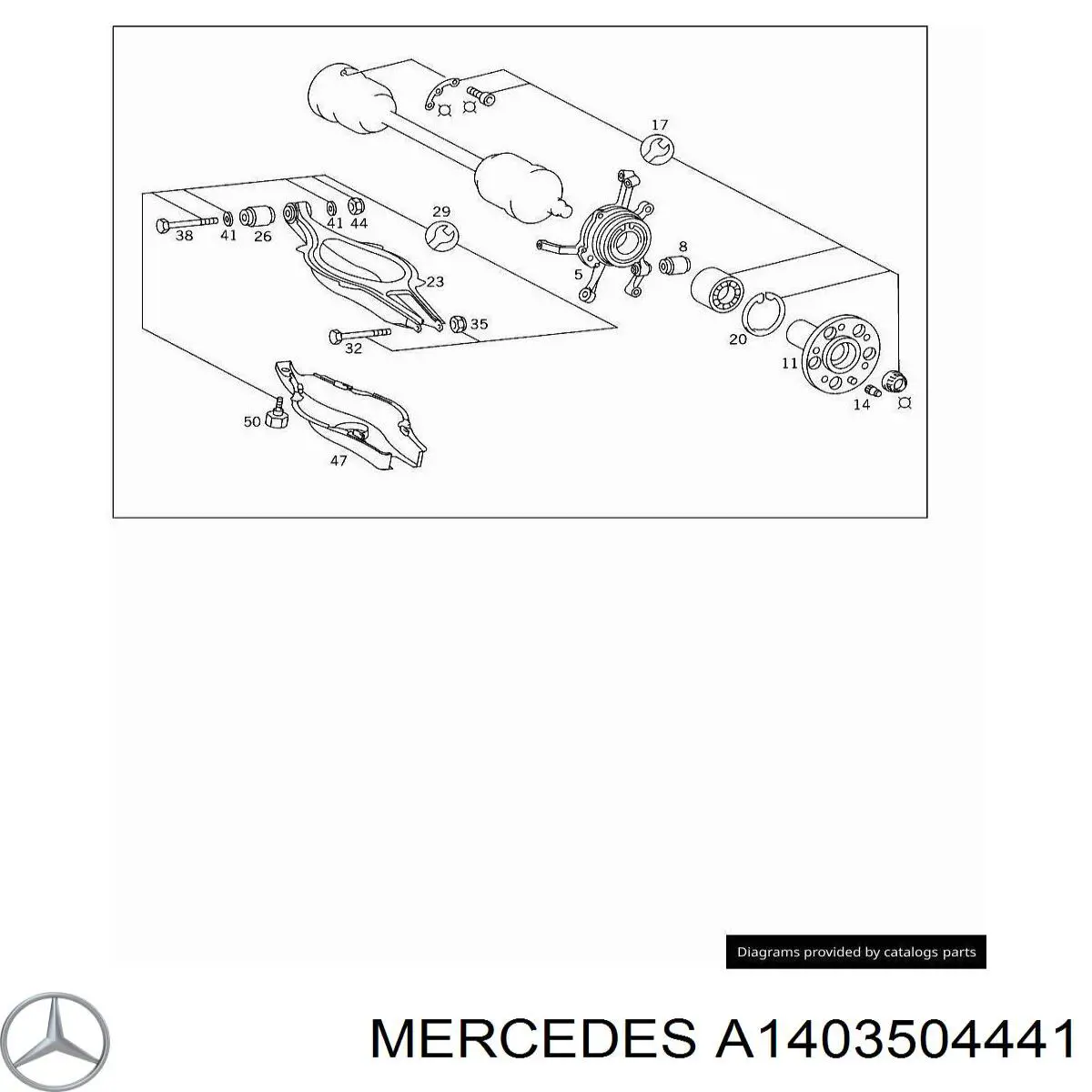 Цапфа - поворотний кулак задній, правий на Mercedes S-Class (W140)