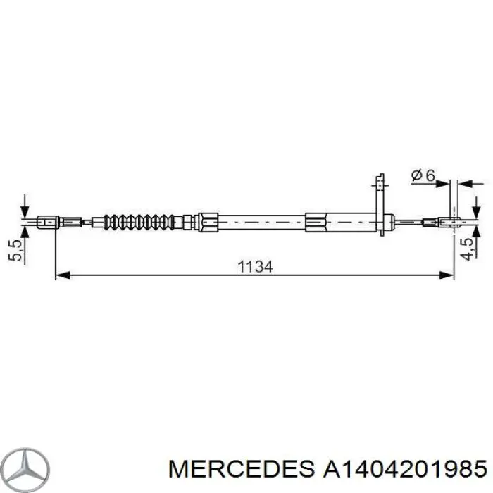 A1404201985 Mercedes трос ручного гальма задній, лівий