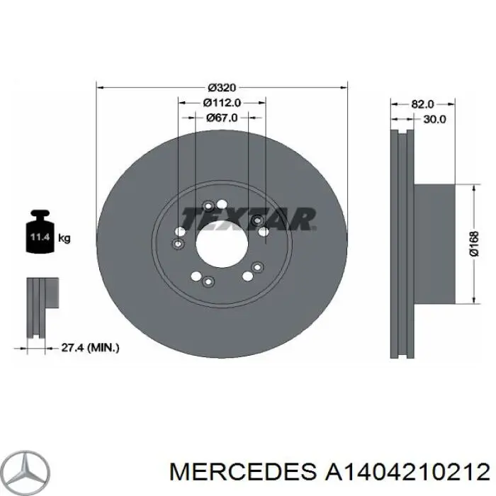 A1404210212 Mercedes диск гальмівний передній