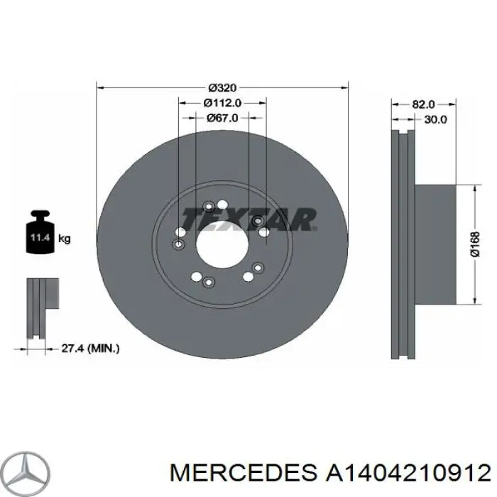 Купити A1404210912 Mercedes Ротор гальмівний