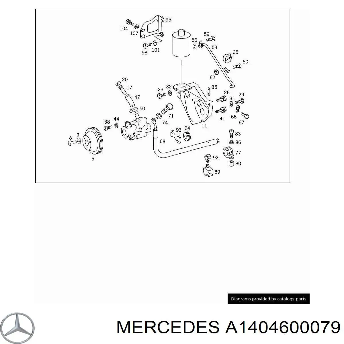Шків насосу гідропідсилювача керма (ГПК) на Mercedes S-Class (W140)