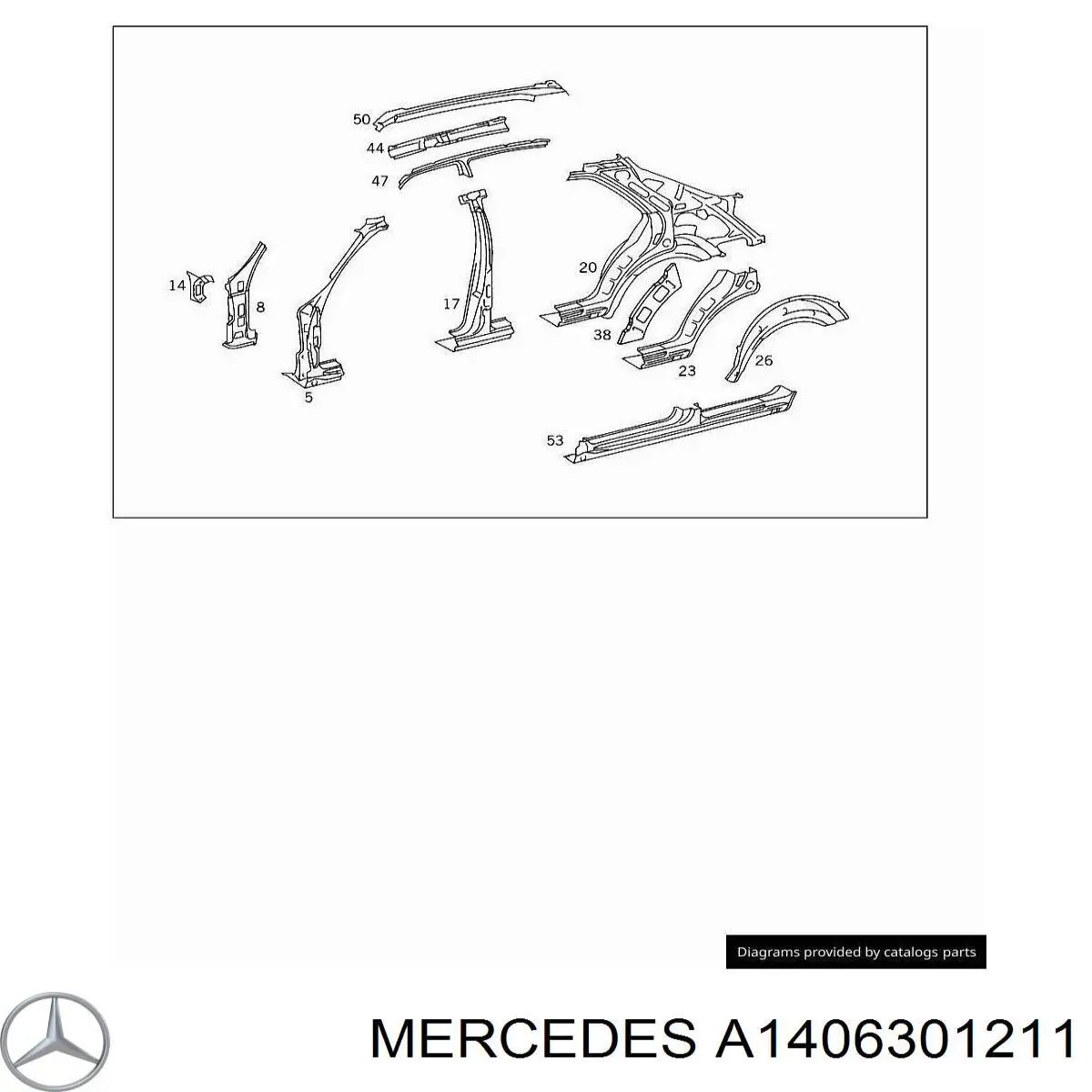 Стійка центральна, права Mercedes A1406301211 ціна, від 272.87 USD