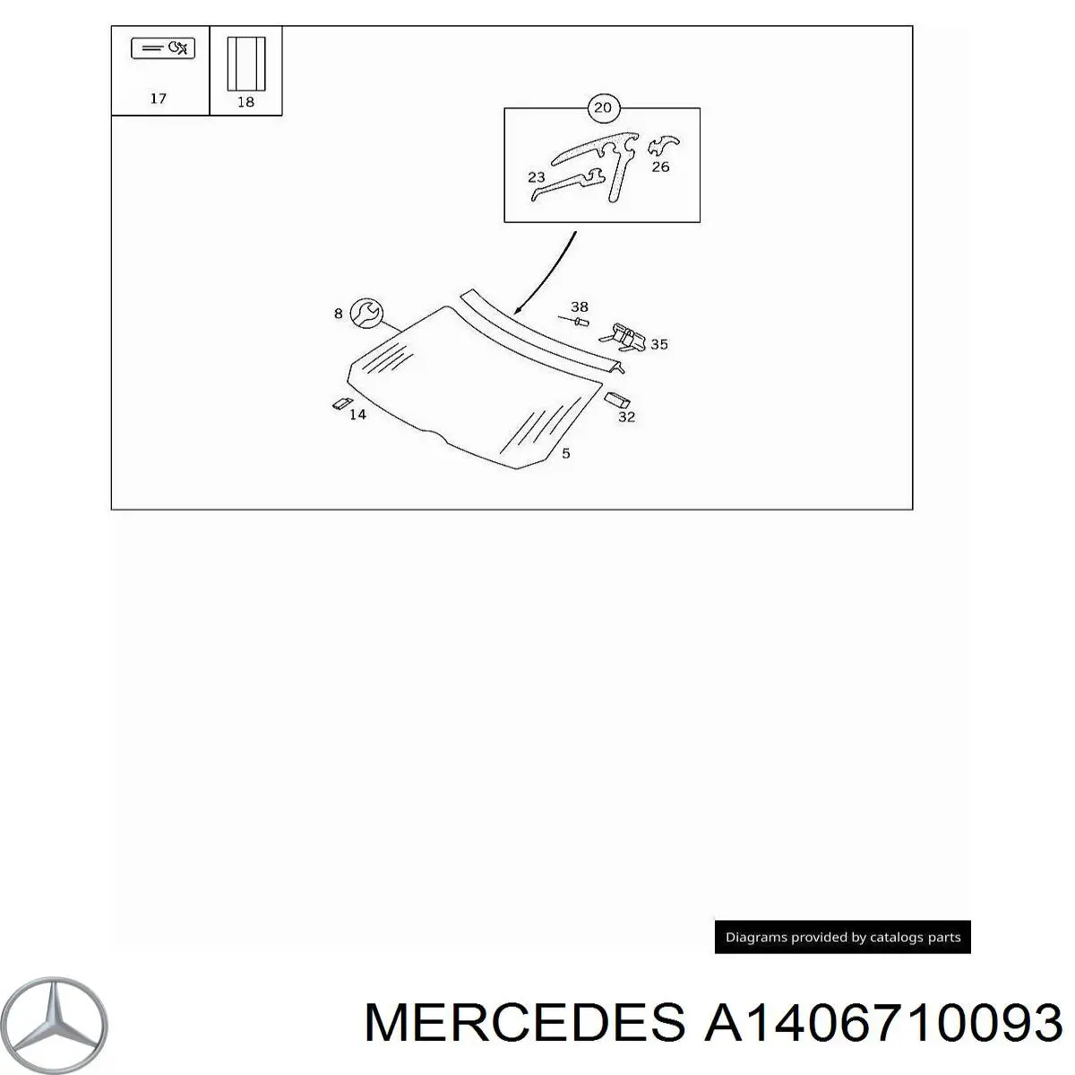 Купити A1406710093 Mercedes Вікно вітрове