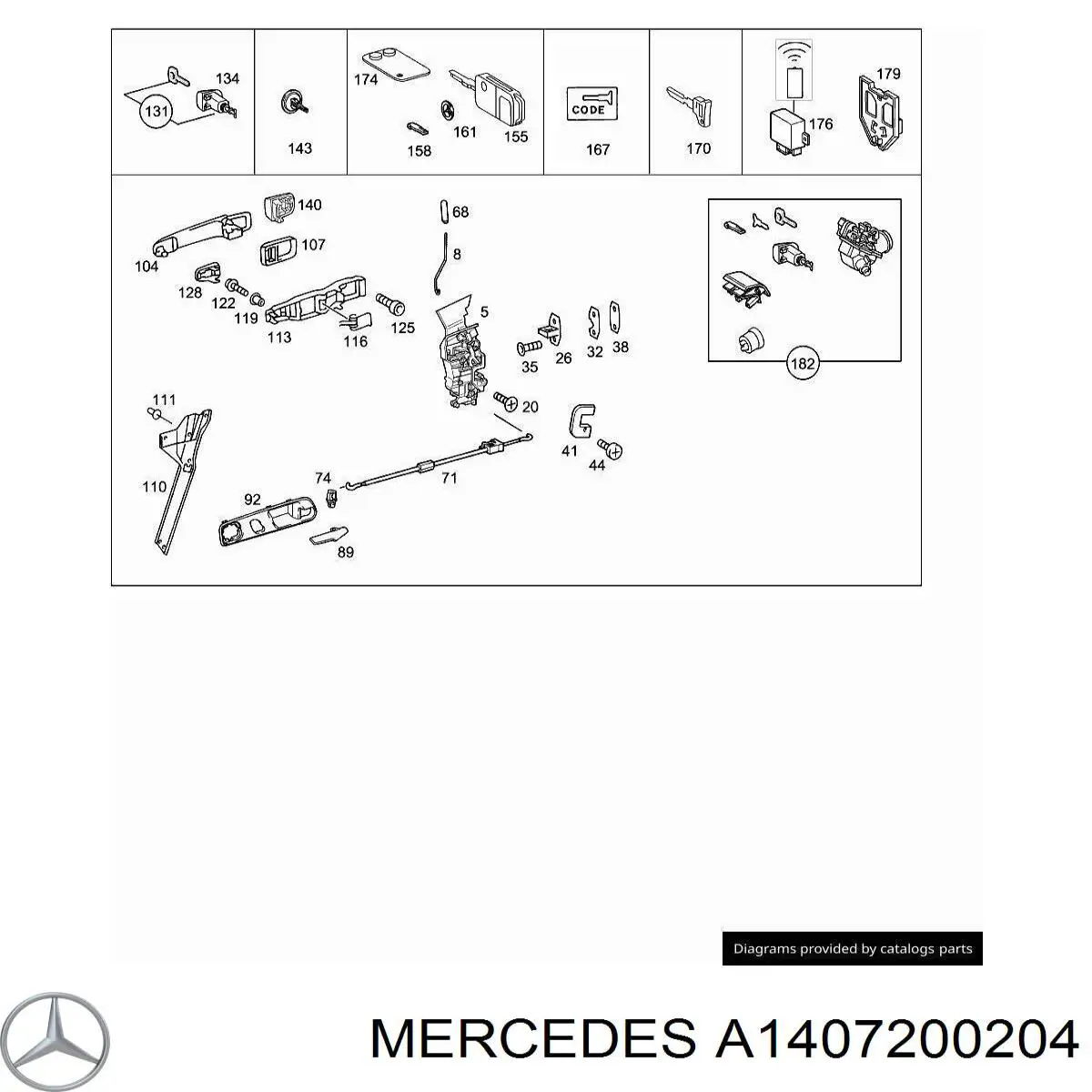 2087200104 Mercedes петля-зачіп (відповідна частина замка двері передньої)