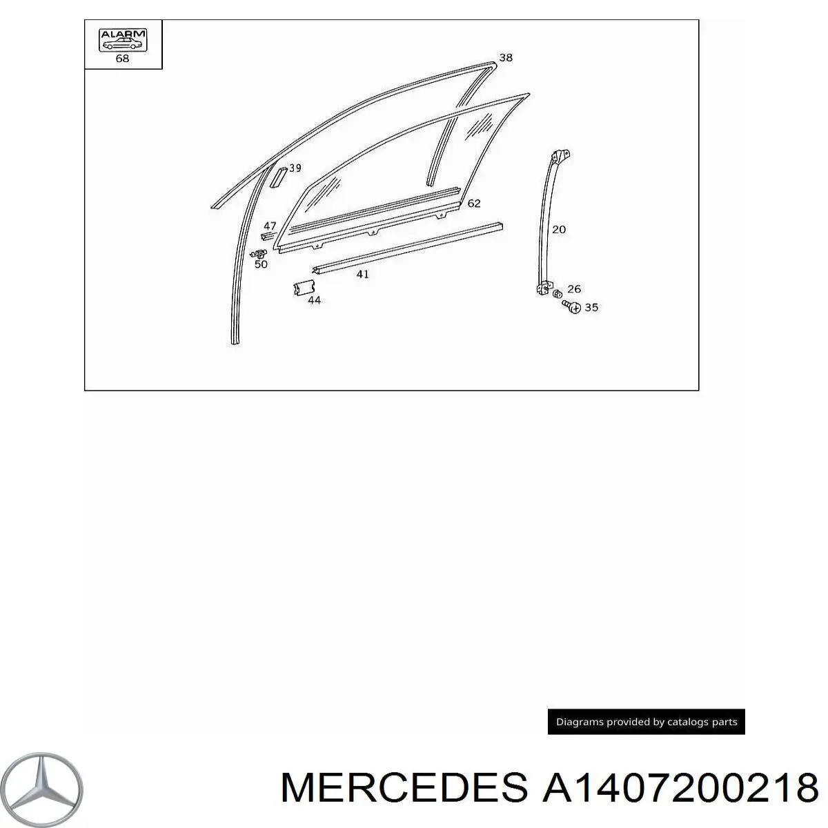 Скло передньої правої двері Mercedes A1407200218 ціна, від 42.18 USD