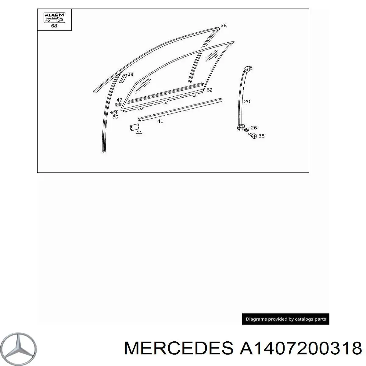 Скло передніх дверей, лівою на Mercedes S-Class (W140)