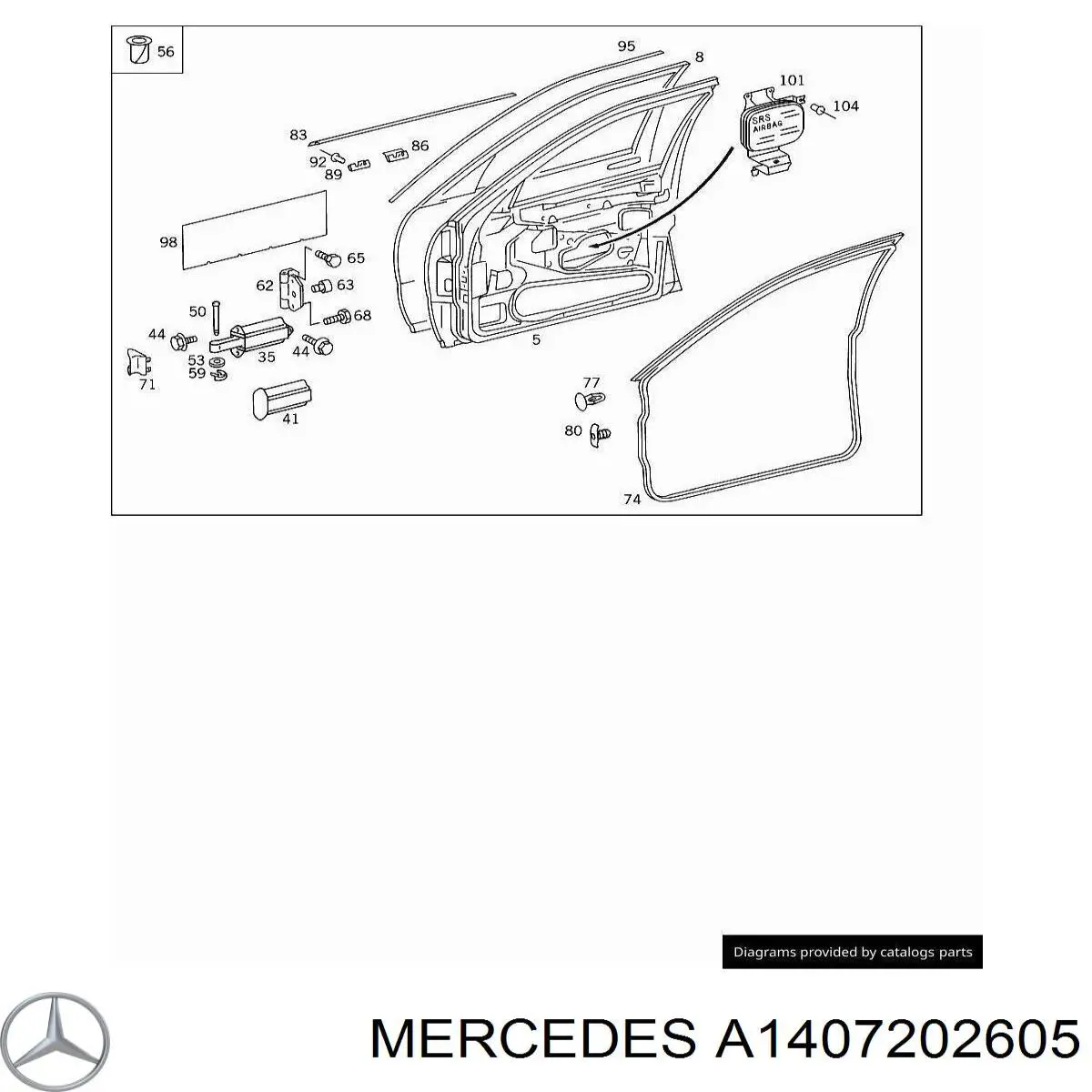 Двері передні, праві на Mercedes S-Class (W140)
