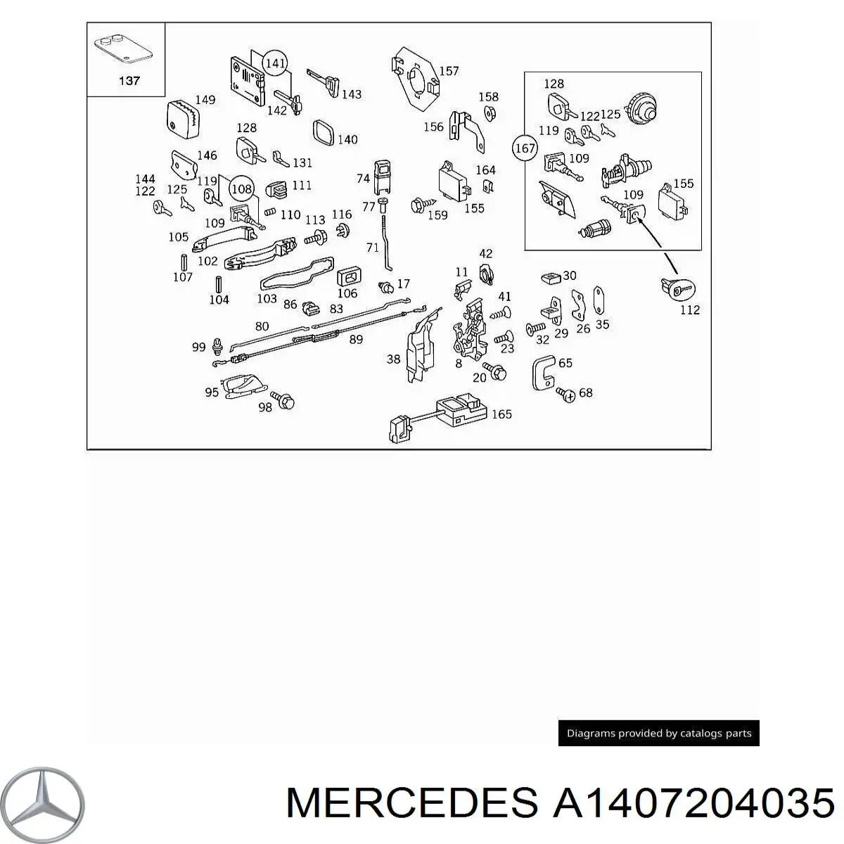 1407204035 Mercedes замок передньої двері, правої