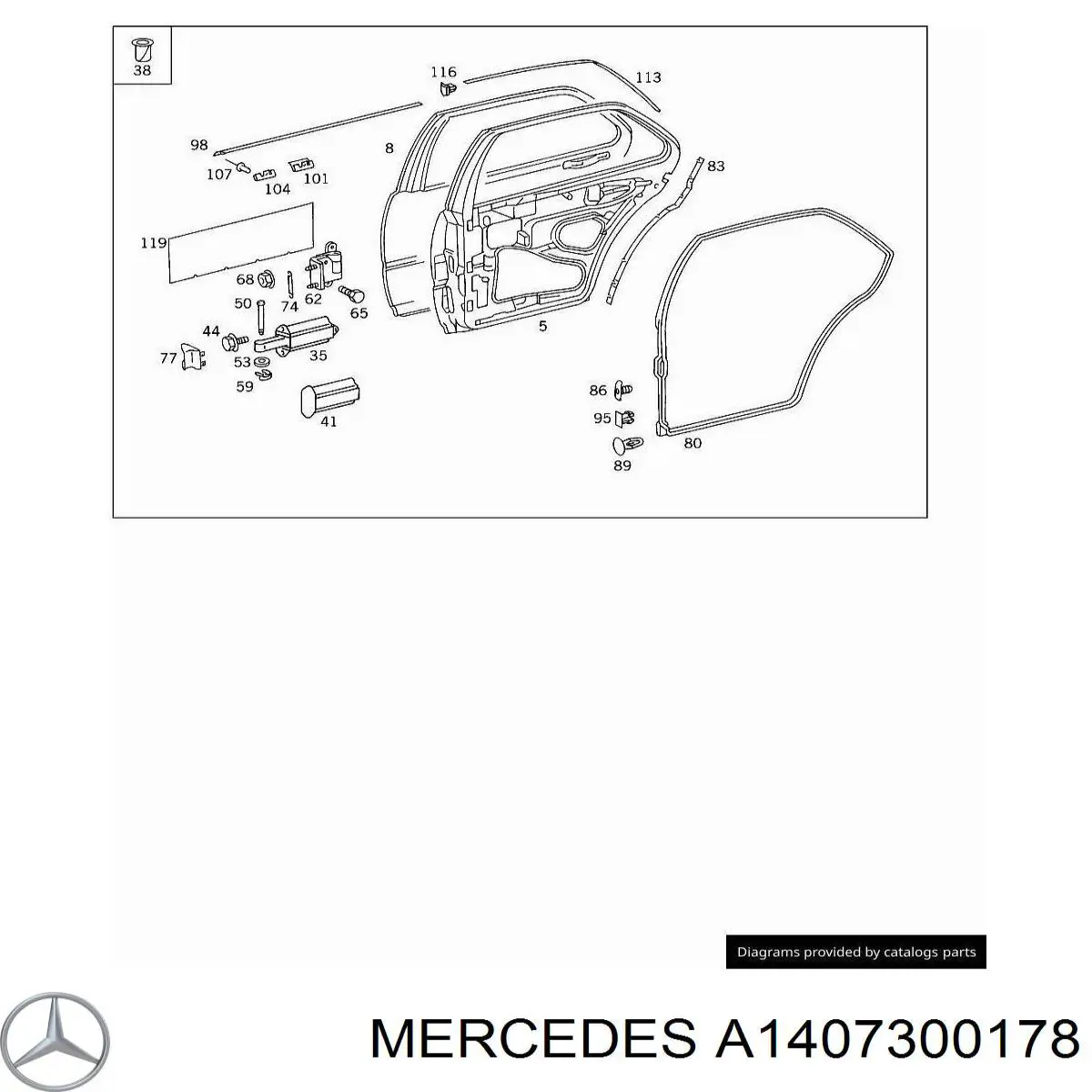 Ущільнювач двері передньої лівої (на двері) Mercedes A1407300178 ціна, від 38.01 USD