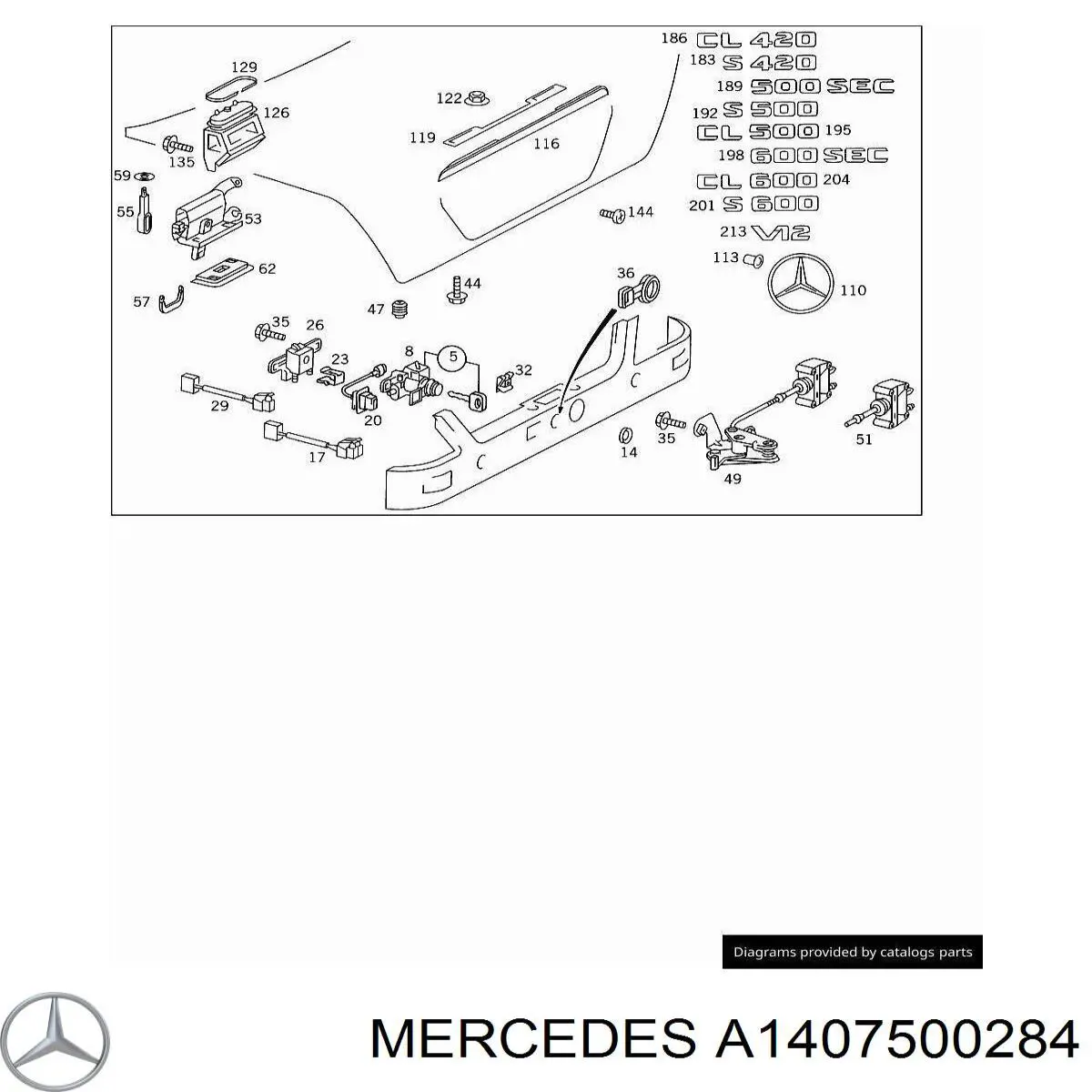 Купити A1407500284 Mercedes Замок 3/5-х дверей, задній
