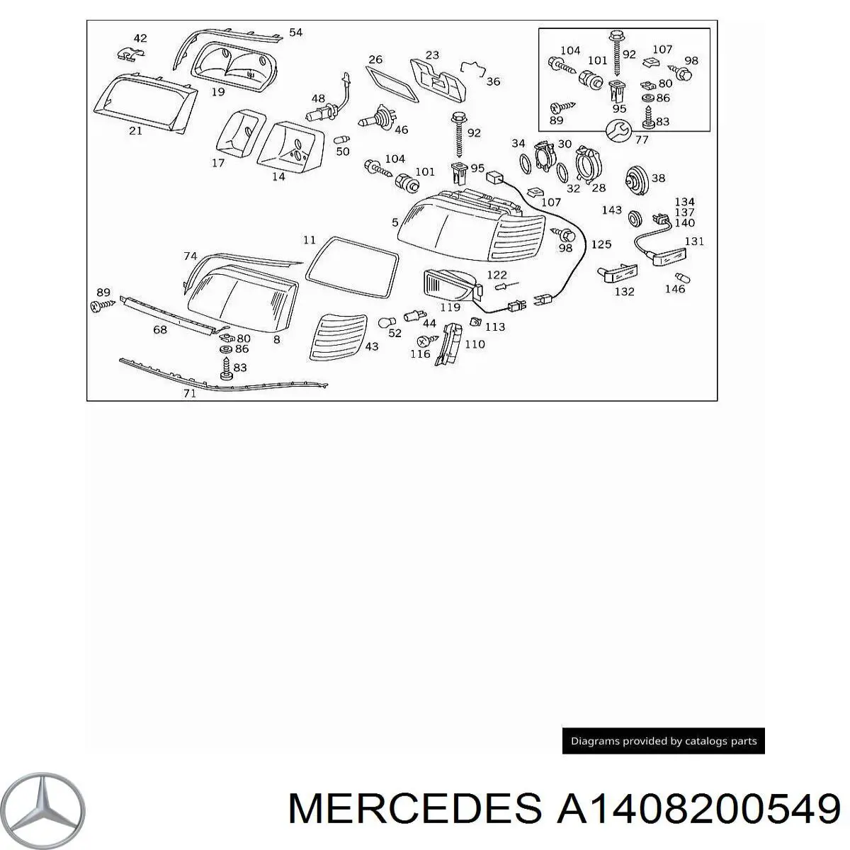 Кришка фари, задня Mercedes A1408200549 ціна, від 11.40 USD
