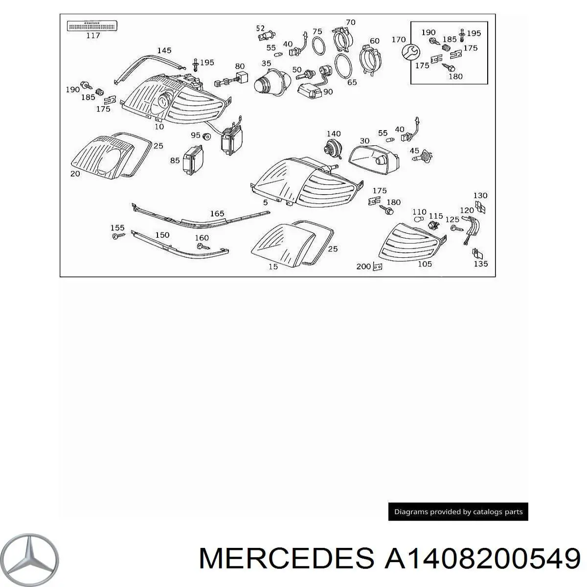 Купити A1408200549 Mercedes Кришка фари, задня