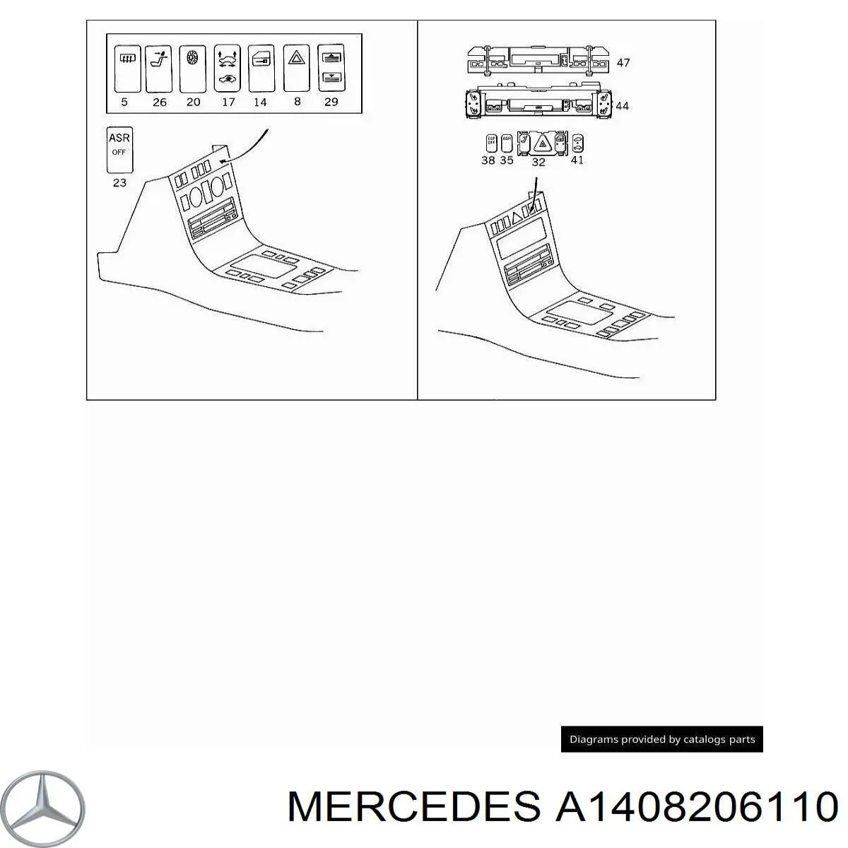 Купити A1408206110 Mercedes Кнопковий блок керування склопідіймачами центральної консолі
