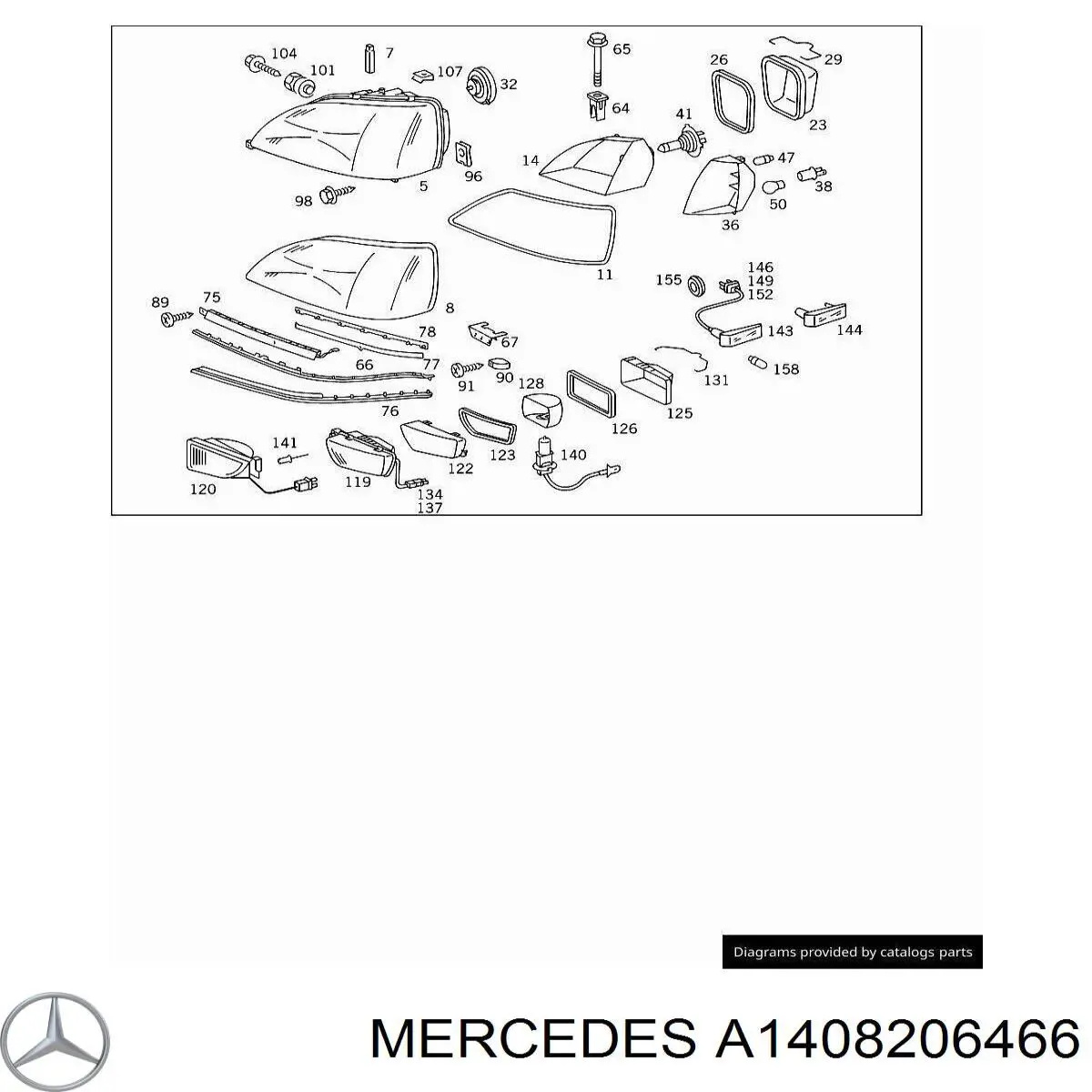 Скло фари правої на Mercedes S-Class (C140)