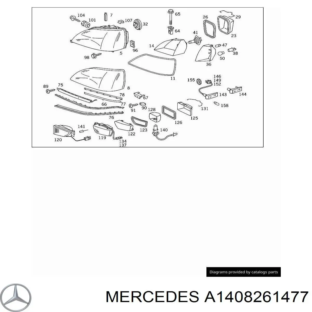 Вія (накладка) правої фари Mercedes A1408261477 ціна, від 161.11 USD