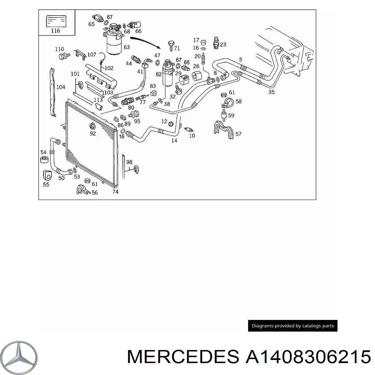 A1408306215 Mercedes Шланг кондиціонера, від випарника до компресора