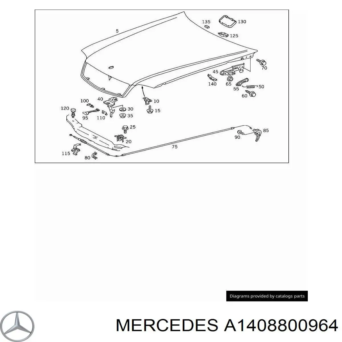 Стояк-гак замка капота Mercedes A1408800964 ціна, від 19.00 USD