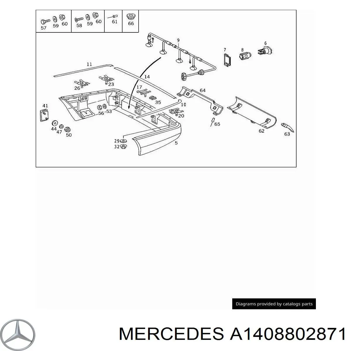 Кожух бампера заднього Mercedes S купе (C140) (1992 - 1999) ціна, від 832.70 USD