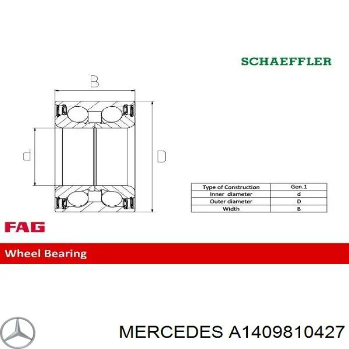 A1409810427 Mercedes Підшипник ступиці задньої