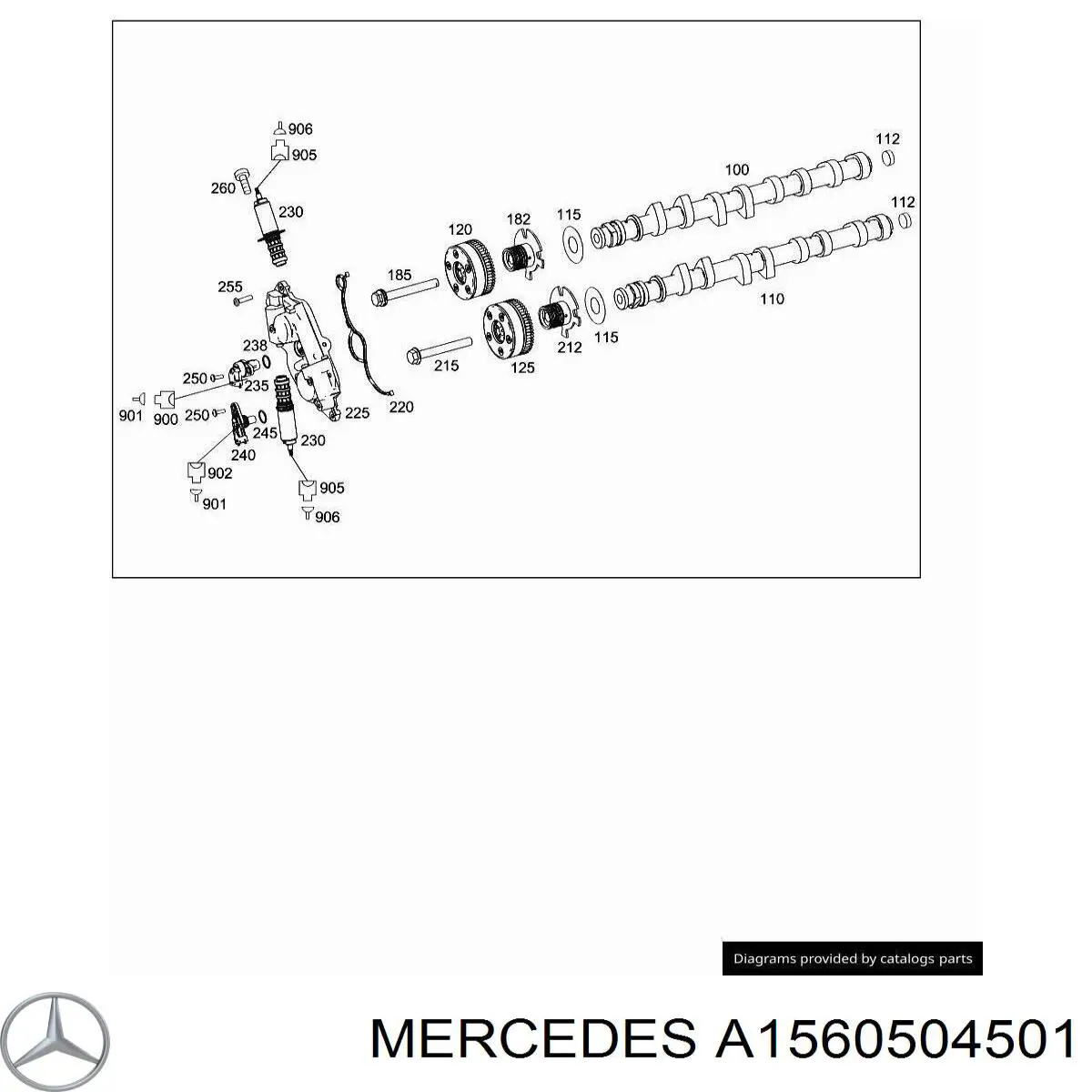 Купити A1560504101 Mercedes Розподільний вал двигуна випускний лівий