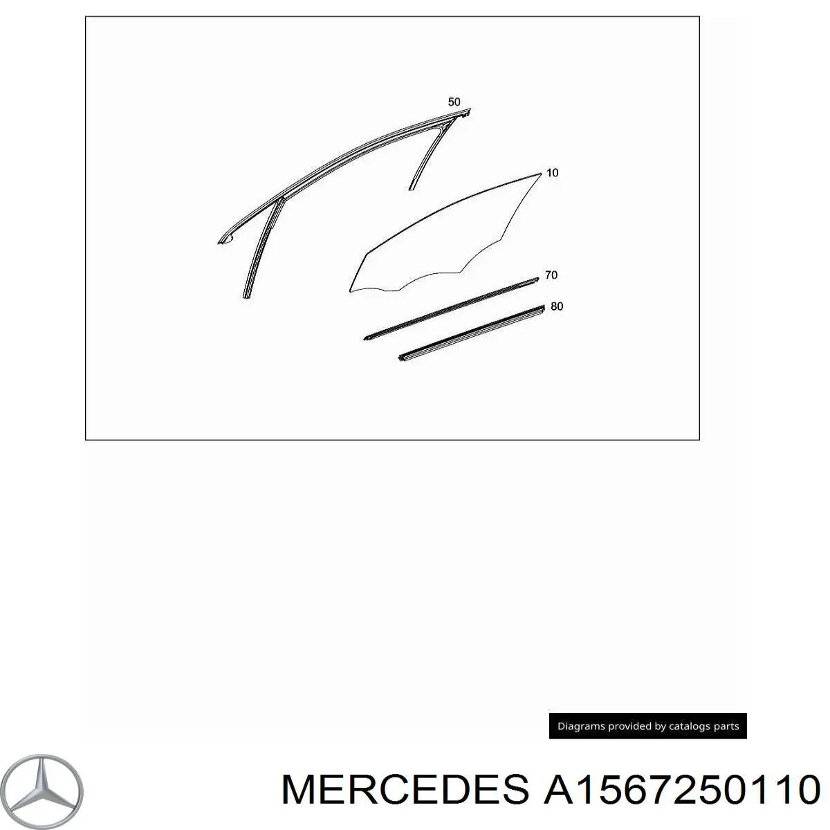 A1567250110 Mercedes Скло водійських дверей