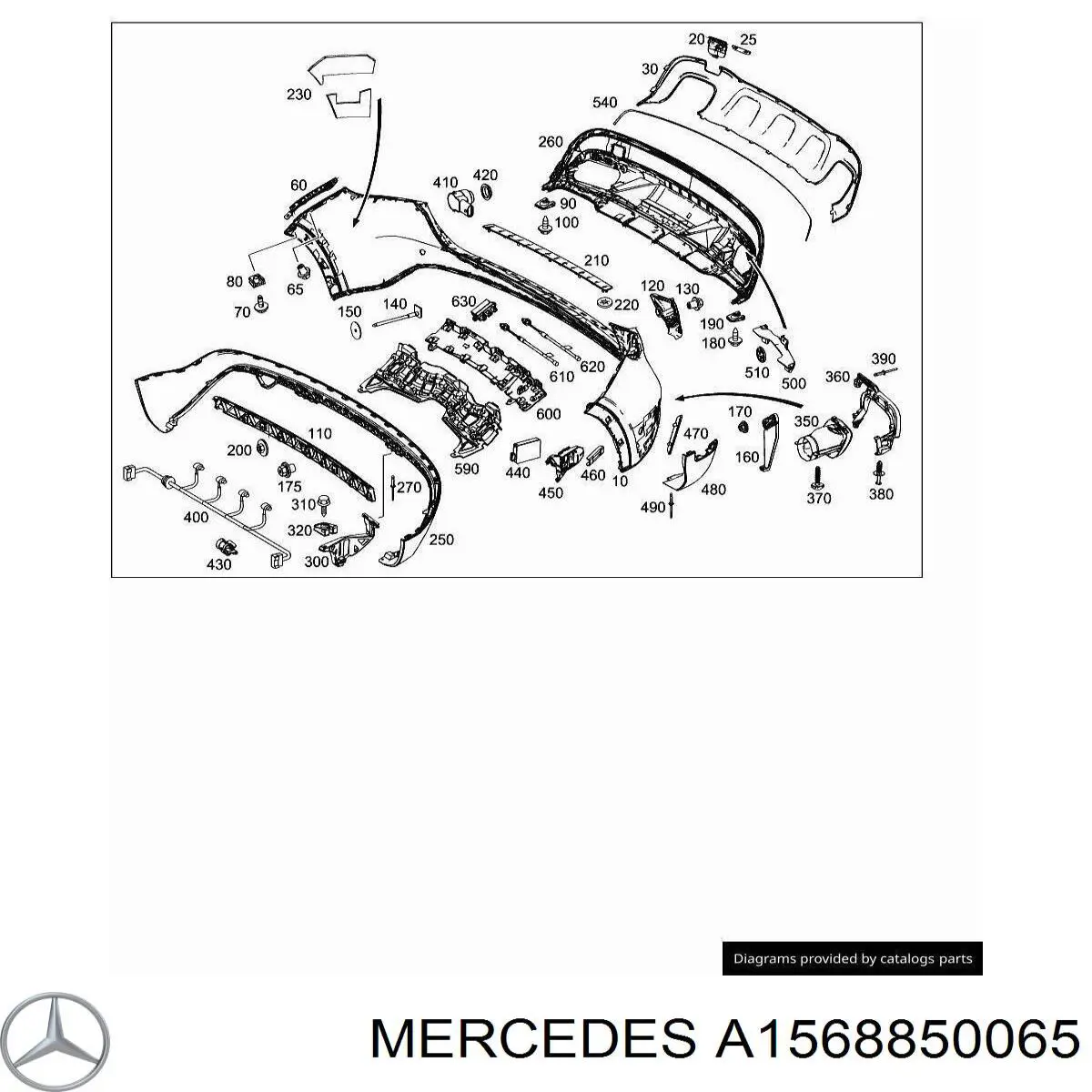 Купити A1568850065 Mercedes Кронштейн бампера заднього, центральний