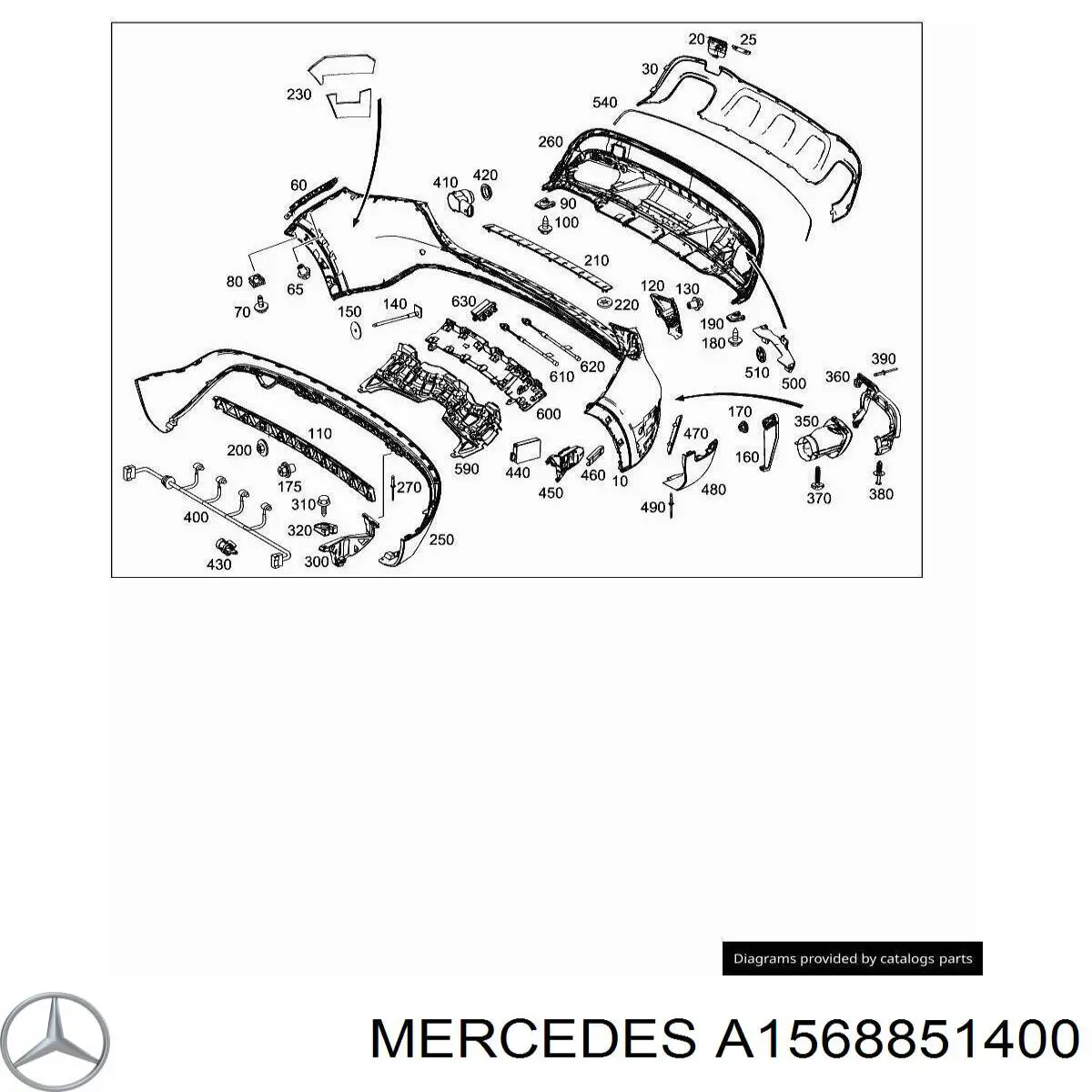 A1568851400 Mercedes Спідниця заднього бампера