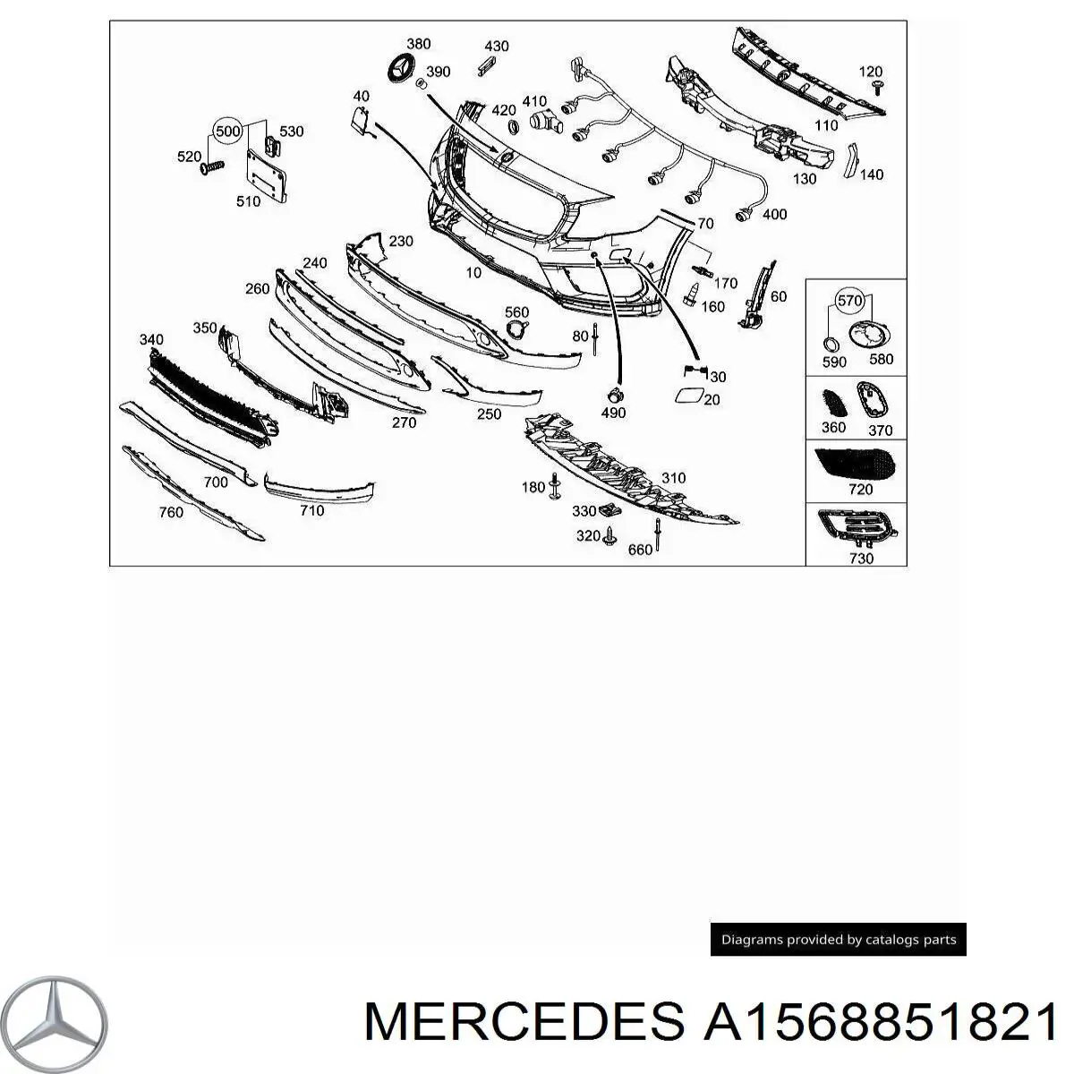 A1568851821 Mercedes Праве кріплення переднього бампера
