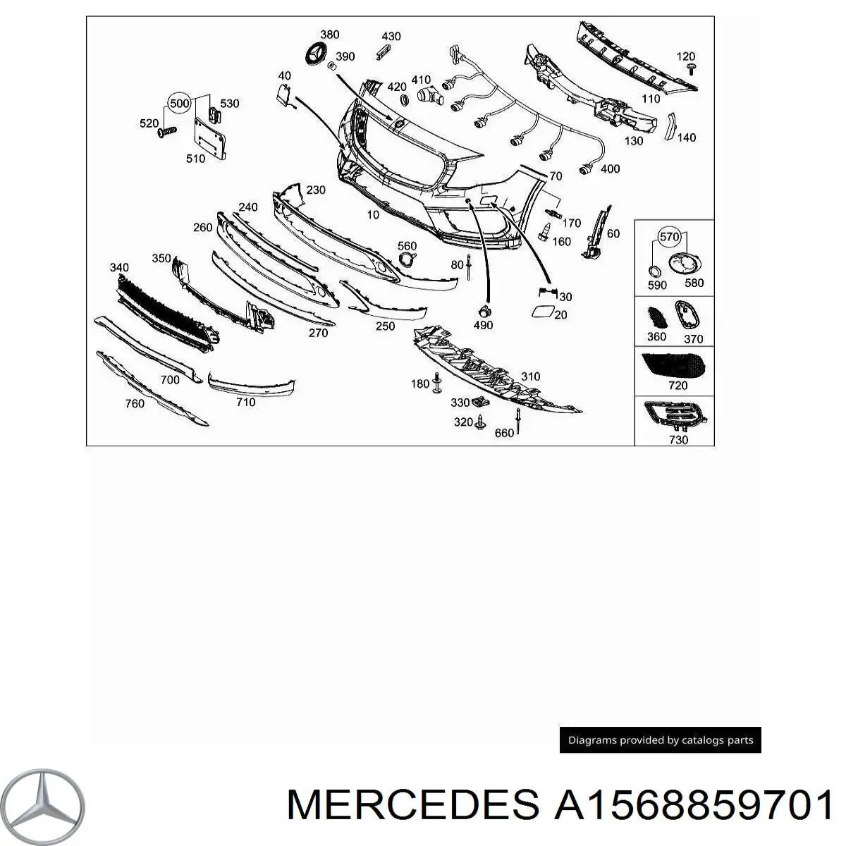 Кріплення бампера Mercedes A1568859701 ціна, від 25.33 USD