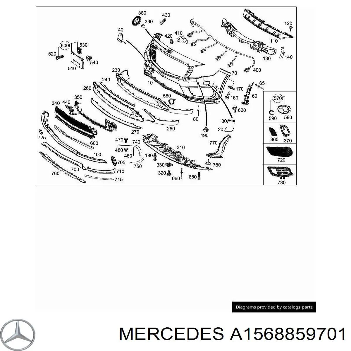 A1568859701 Mercedes Лівий кронштейн переднього бампера