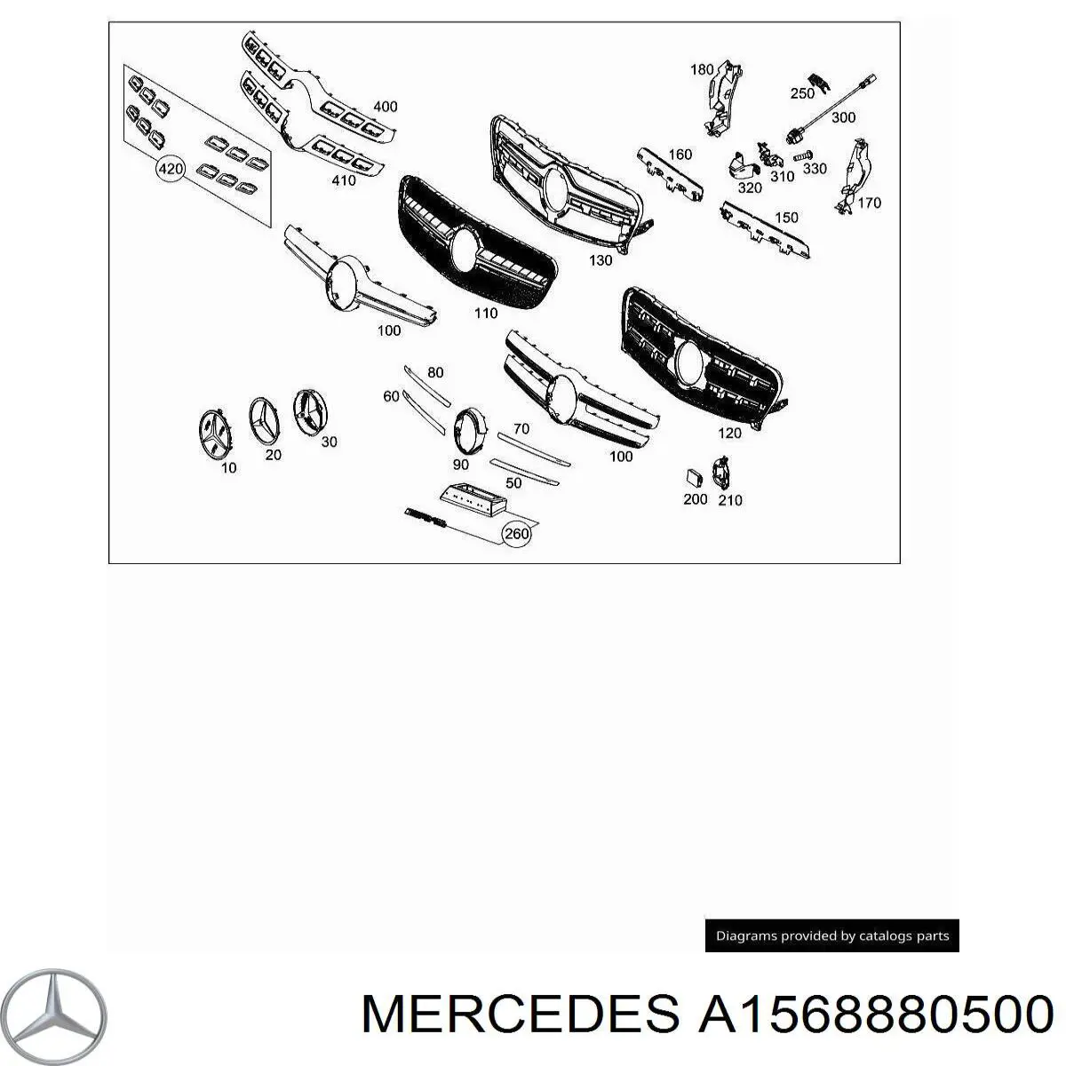 A1568880500 Mercedes Решітка радіатора