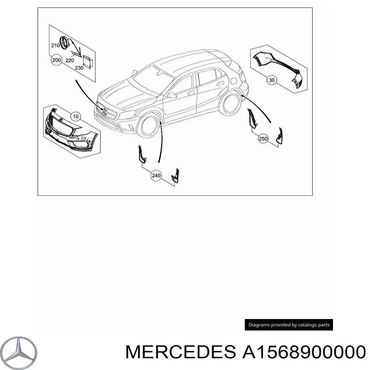 Бризковики передні, комплект Mercedes A1568900000 ціна, від 71.66 USD