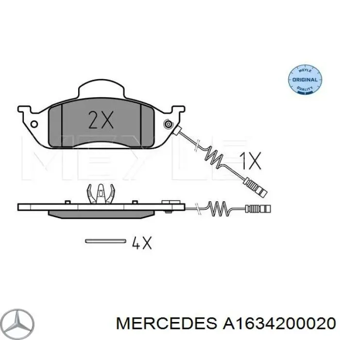 Колодки гальмівні передні, дискові A1634200020 Mercedes