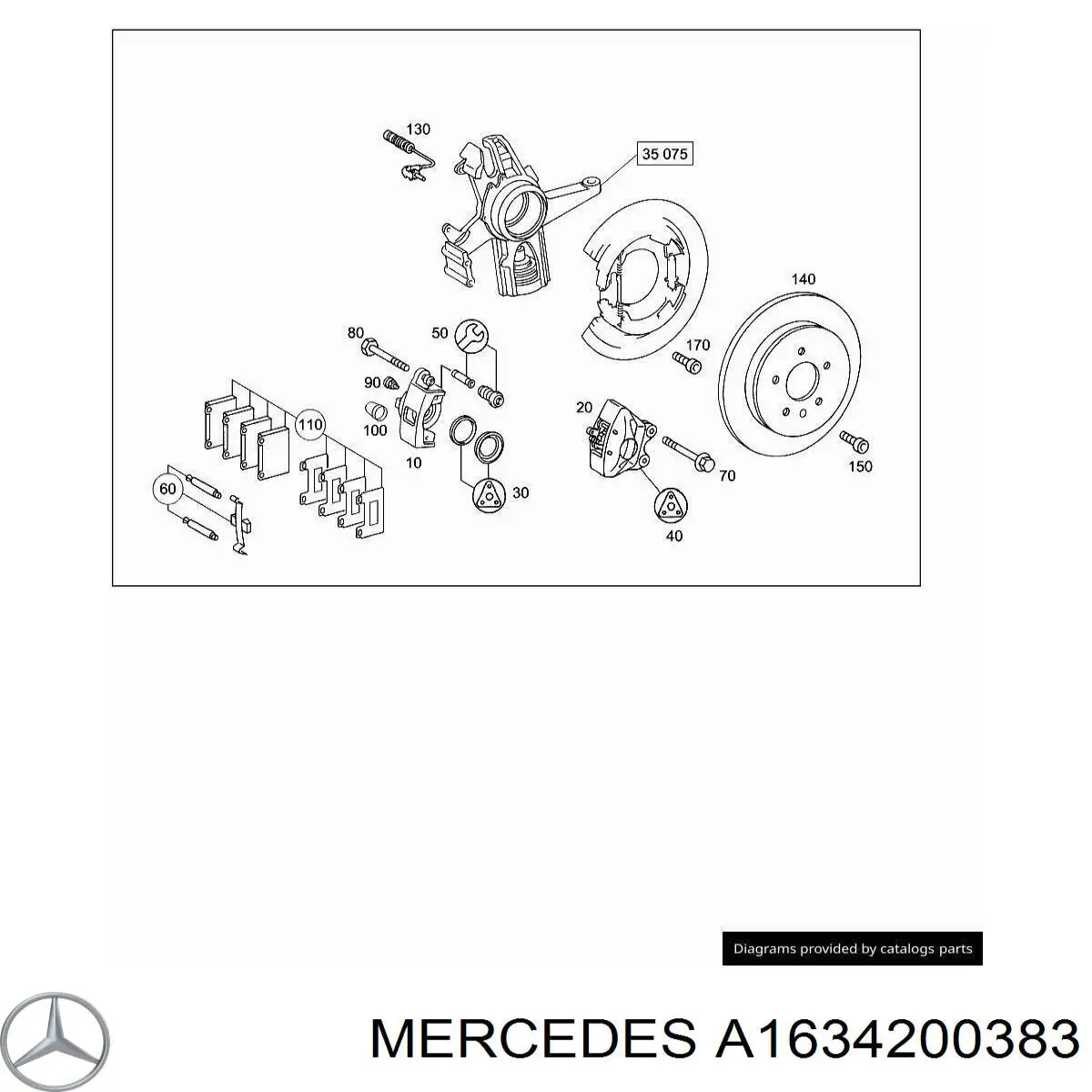 Супорт гальмівний задній лівий A1634200383 Mercedes