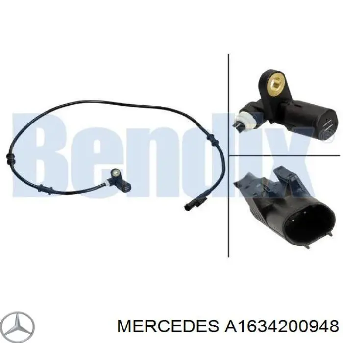 Шланг гальмівний передній, правий Mercedes A1634200948 ціна, від 27.85 USD