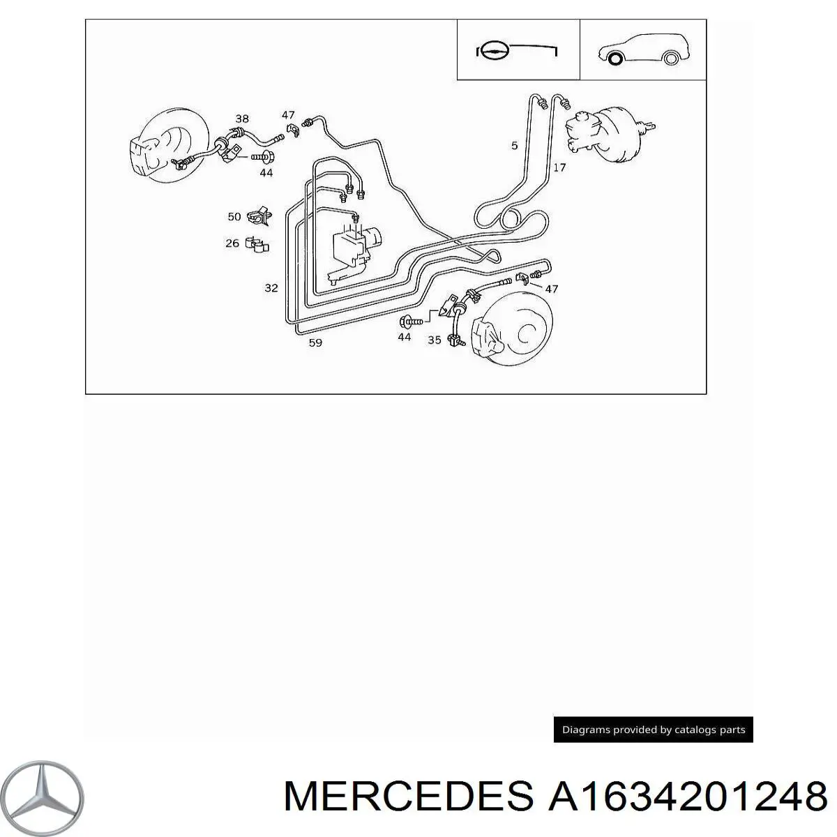 A1634201248 Mercedes Шланг гальмівний передній, правий