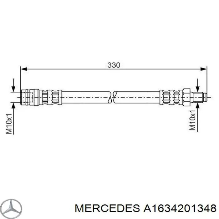 Купити A1634201348 Mercedes Шланг гальмівний задній