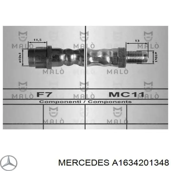 Шланг гальмівний задній Mercedes A1634201348 ціна, від 5.64 USD