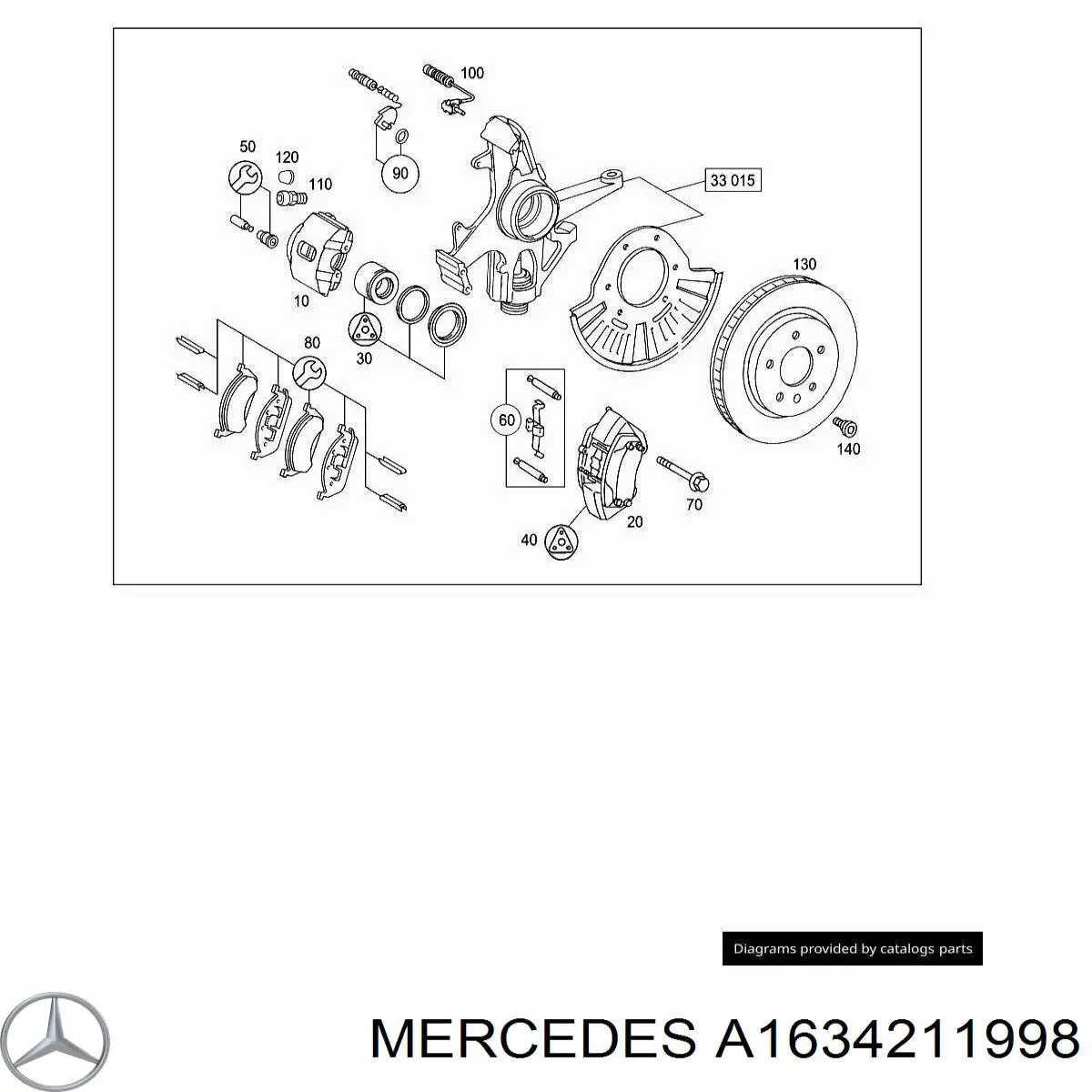 Супорт гальмівний передній лівий Mercedes A1634211998 ціна, від 38.01 USD