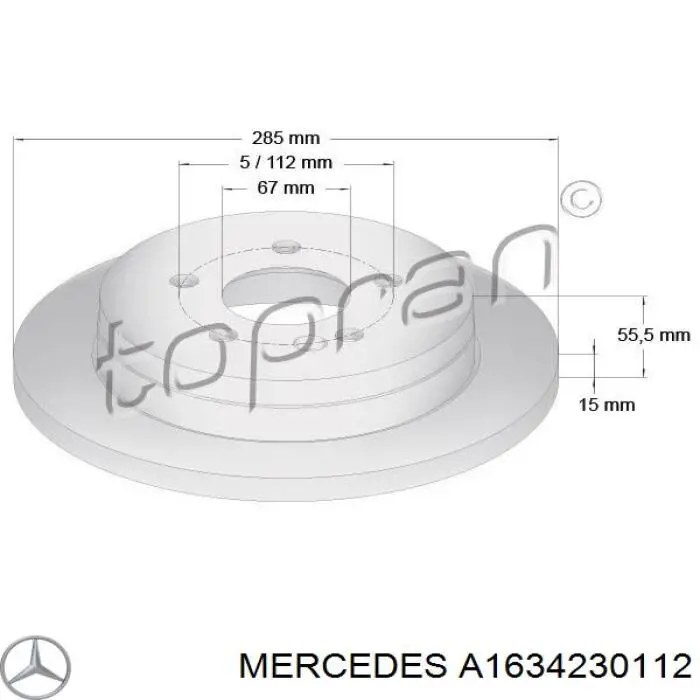 Задні дискові гальма Mercedes A1634230112 ціна, від 29.23 USD