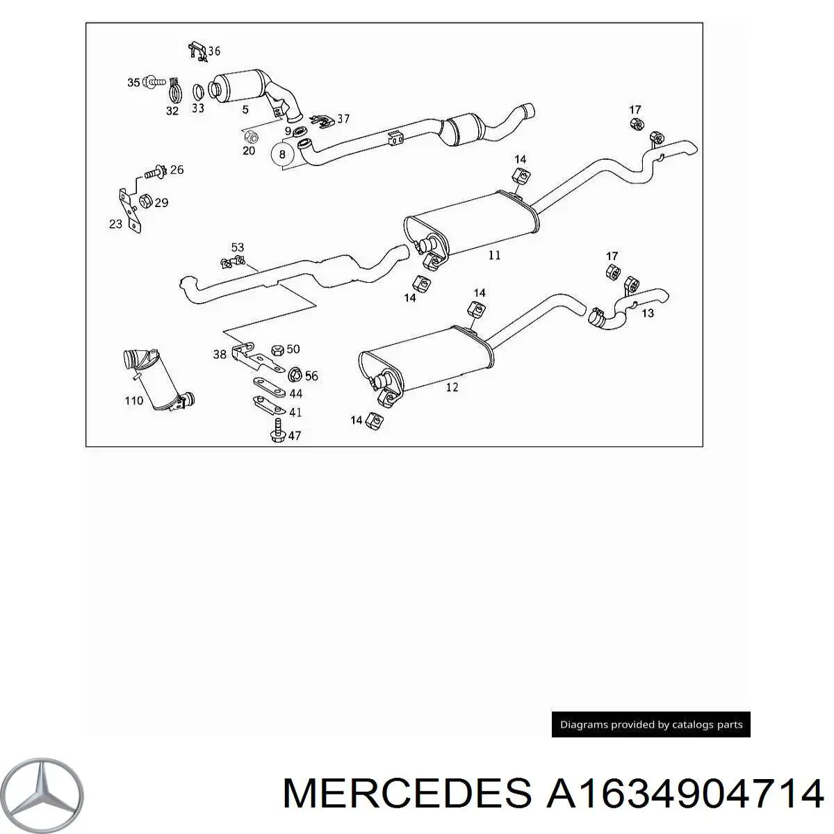 Купити A1634904714 Mercedes Перетворювач відпрацьованих газів