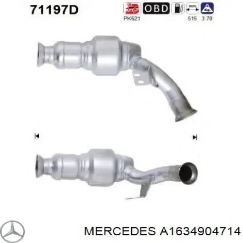 Конвертор-каталізатор (каталітичний нейтралізатор) Mercedes A1634904714 ціна, від 63.35 USD